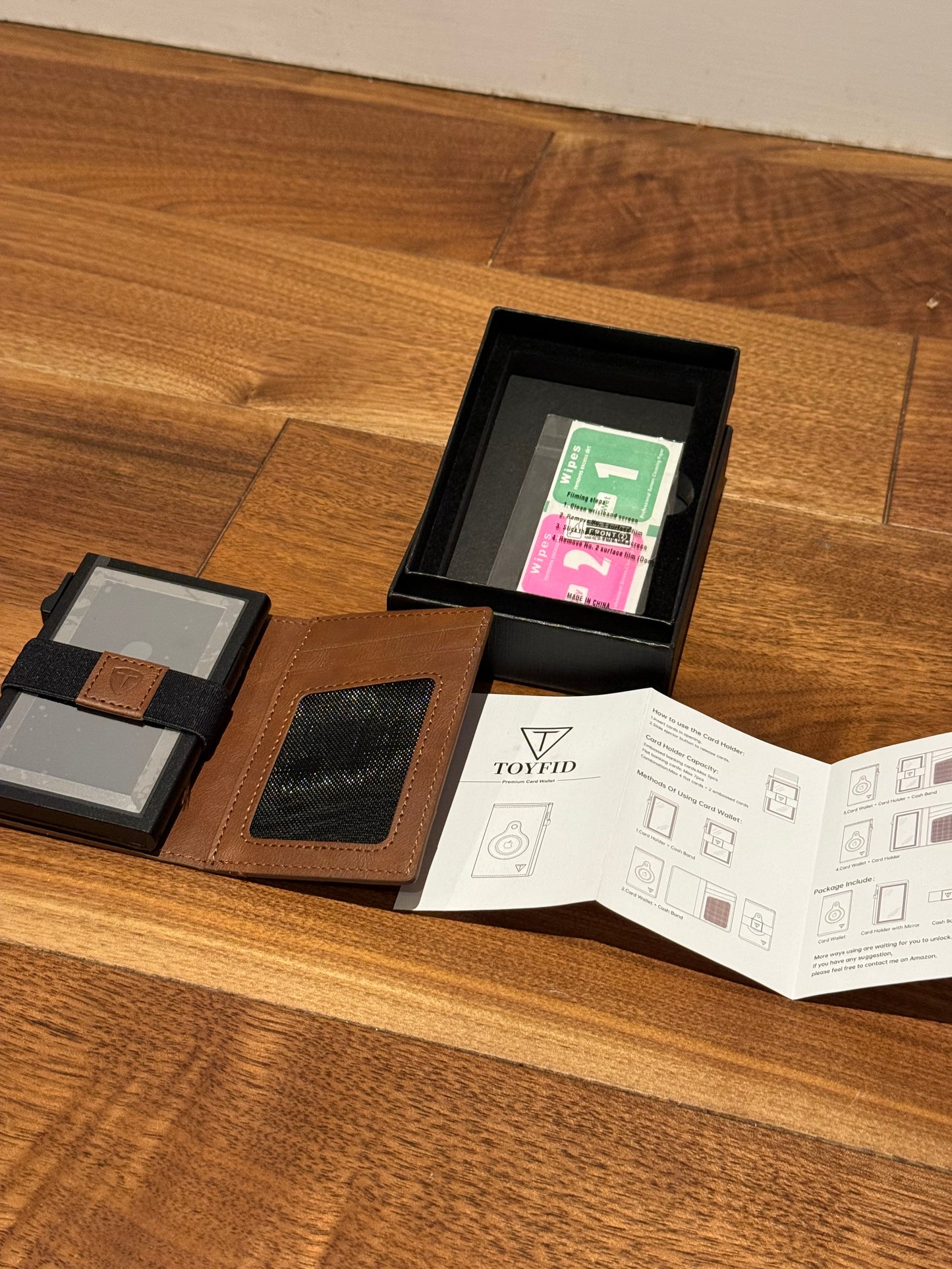 TOYFID RFID Blocking AirTag Wallet | Pop-Up Card Holder | Brown Leather Wallet