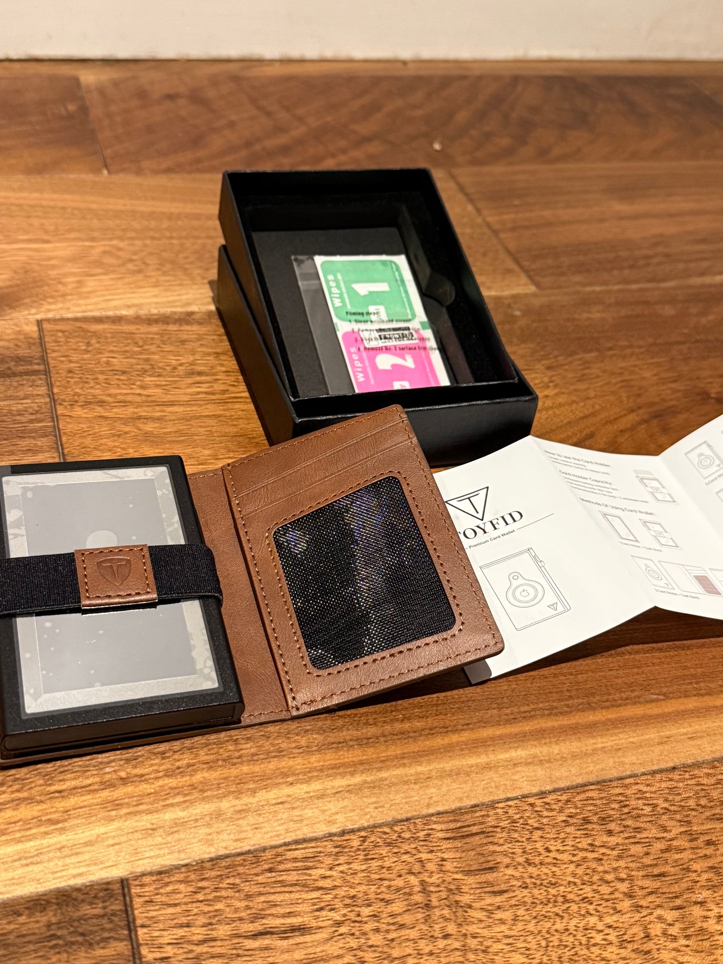 TOYFID RFID Blocking AirTag Wallet | Pop-Up Card Holder | Brown Leather Wallet