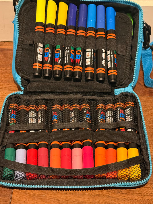 40 Colour Acrylic Paint Marker Pen Set In Carry Case | Canvas Rock Wood Ceramic Fabric