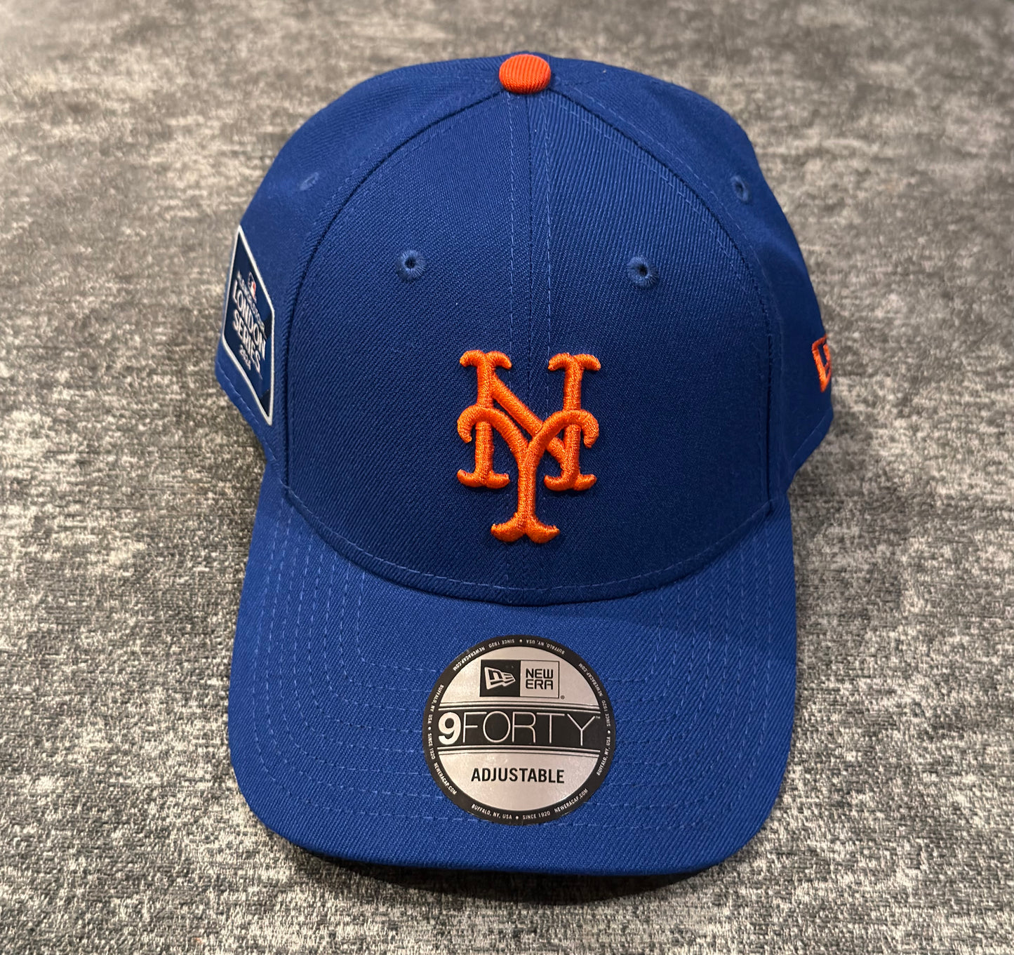 New Era New York Mets 9FORTY Adjustable Cap – MLB World Tour London Series 2024 – Blue/Orange