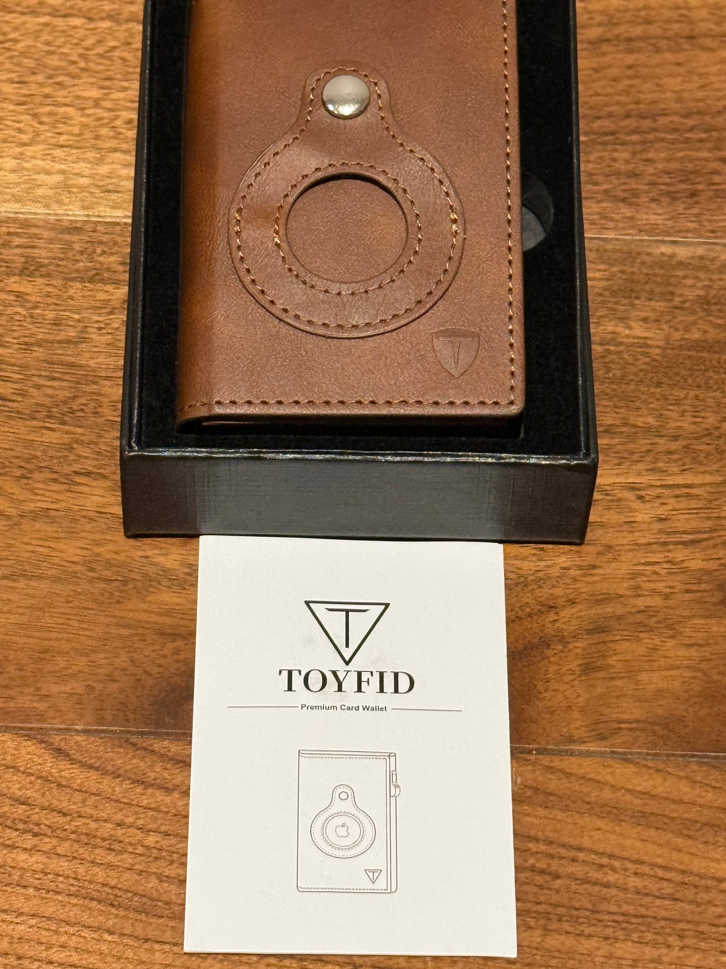 TOYFID RFID Blocking AirTag Wallet | Pop-Up Card Holder | Brown Leather Wallet