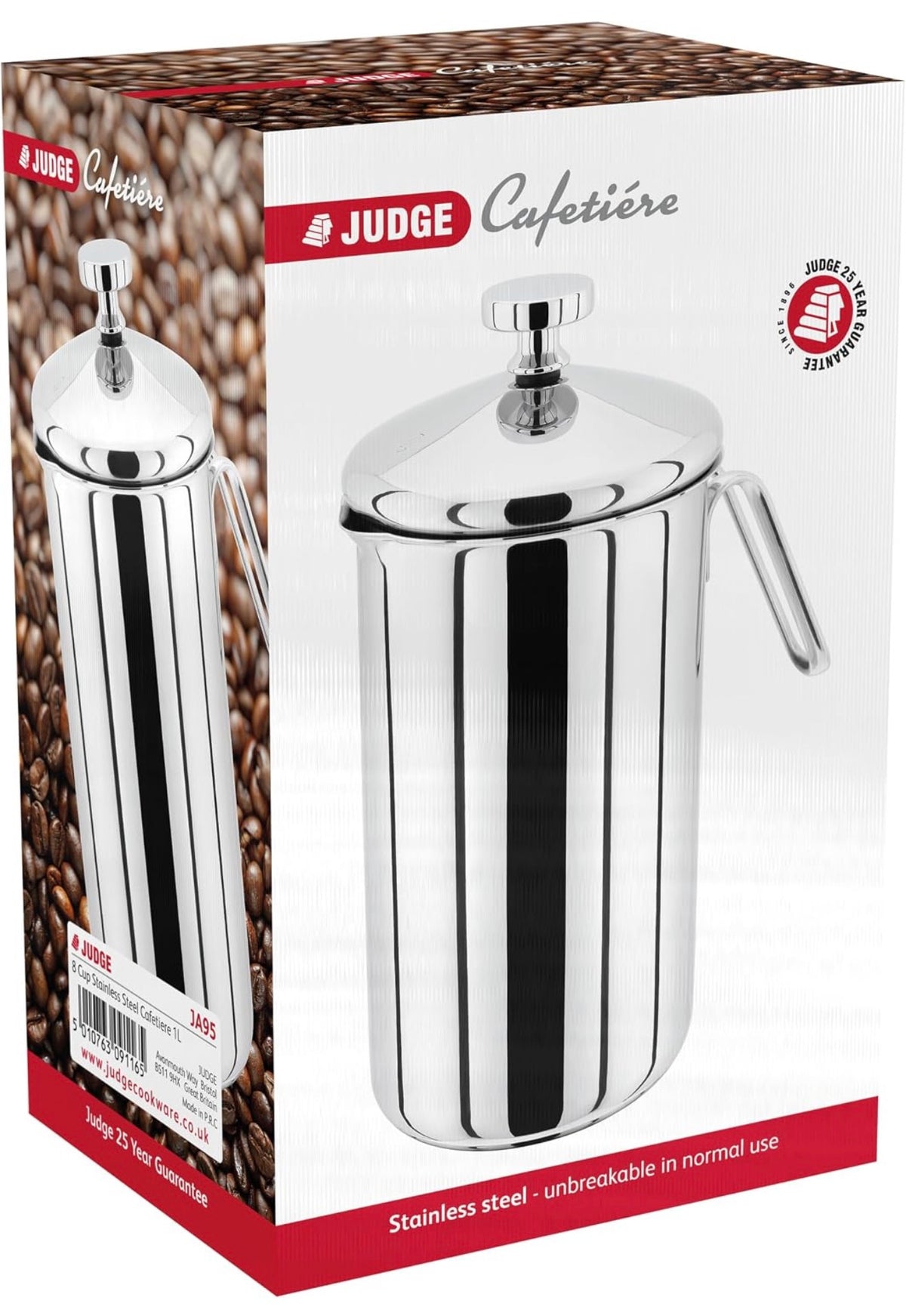 Judge 8 Cup 1L Stainless Steel Cafetiere