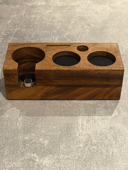 Walnut Espresso Coffee Tamper Station Holder Coffee Bar Organiser