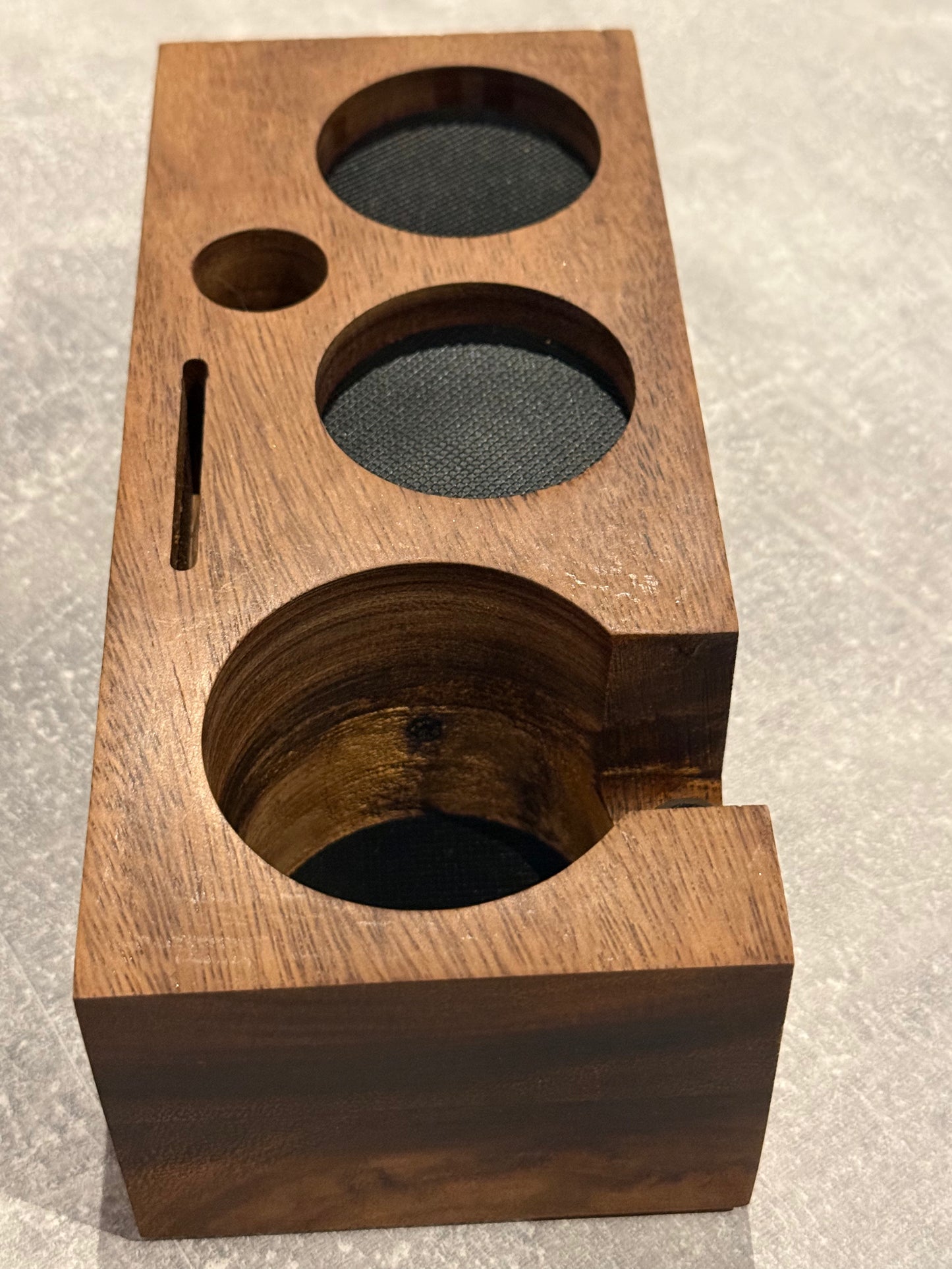 Walnut Espresso Coffee Tamper Station Holder Coffee Bar Organiser