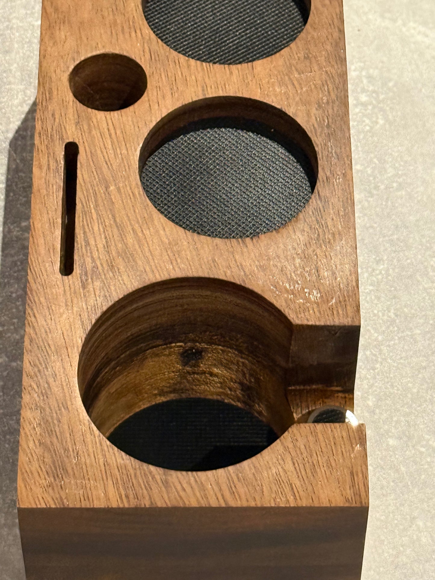 Walnut Espresso Coffee Tamper Station Holder Coffee Bar Organiser