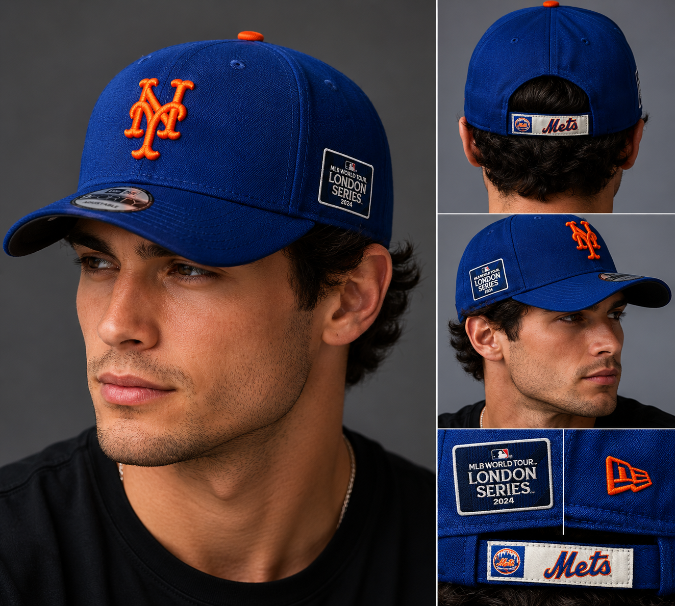 New Era New York Mets 9FORTY Adjustable Cap – MLB World Tour London Series 2024 – Blue/Orange
